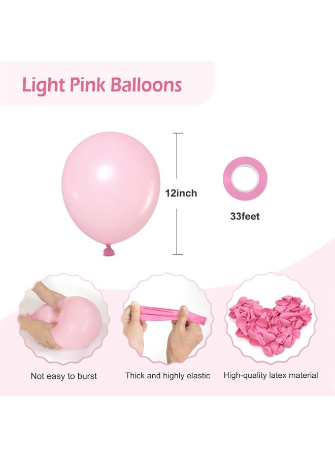 Pink Balloons 12 inch, 50 Pack Light Pink Latex Party Balloons Helium Quality for Birthday Graduation Bridal Baby Shower Gender Reveal Pink Princess Party Decorations (with Pink Ribbon) - Image 2